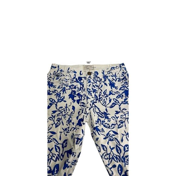 Current/Elliot X DVF The Classic Skinny Blue White Floral Printed Jeans Size 32 - Picture 4 of 10